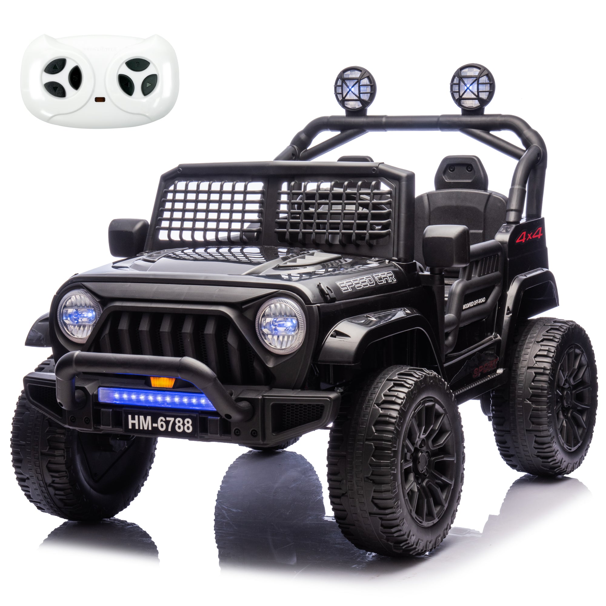 Two-Seater Electric Car for Kids, Ride on Car with Remote Control, with 3 Speeds Adjustable, LED Headlight, Bluetooth, Music Player, Ride on Toys