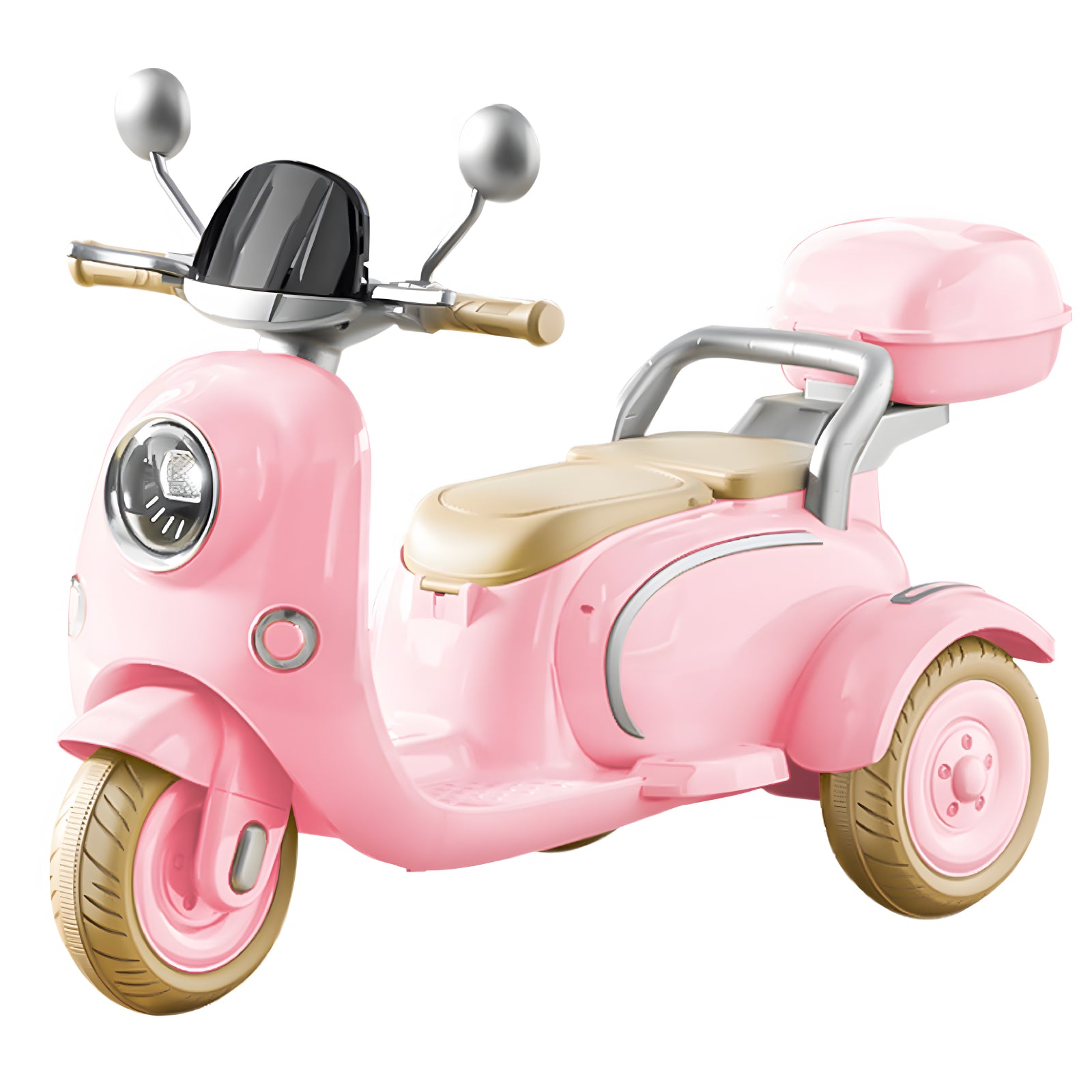 12V Kids Electric Motorcycle,Electric Scooter for 3 Year Old, Girls Toy, 3-Wheel Ride On Toy for Kids with Storage Compartments, Motorcycle for Girls