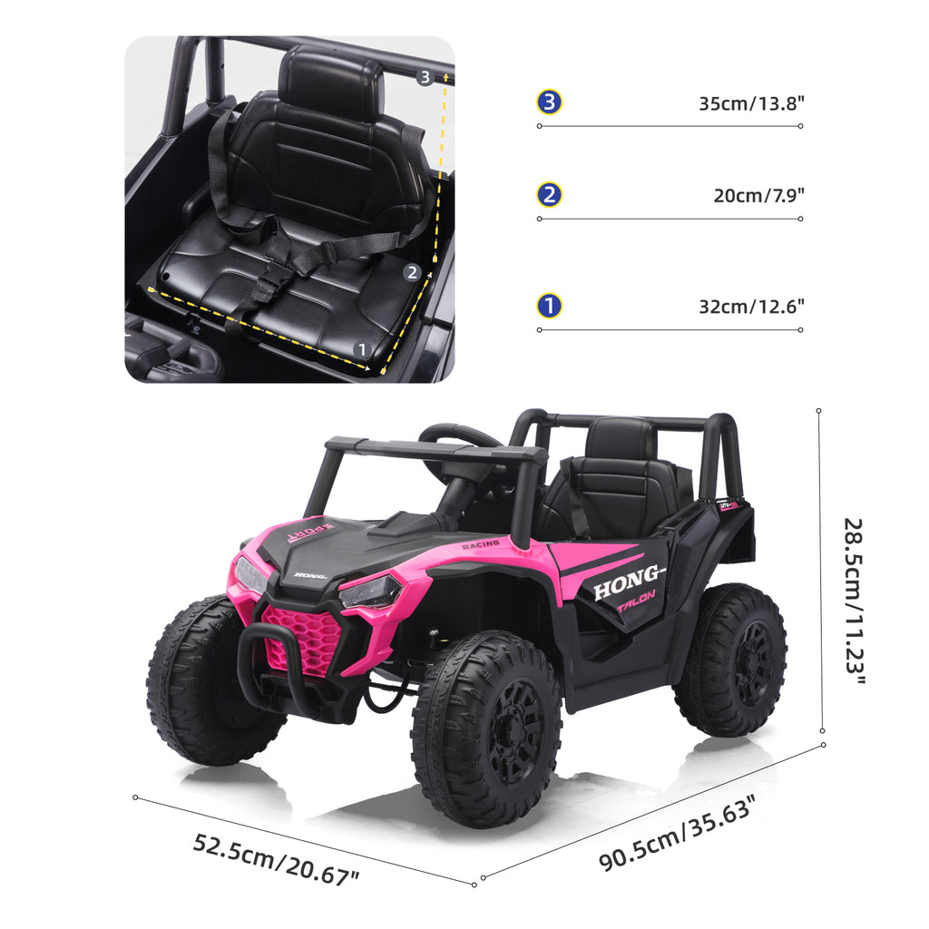 12V Ride on Cars, Kids Cars, Electric Car for Kids with Adjustable Speeds, Double Open Doors, Horn, Music, Bluetooth and Lights for Aged 3-6 Years