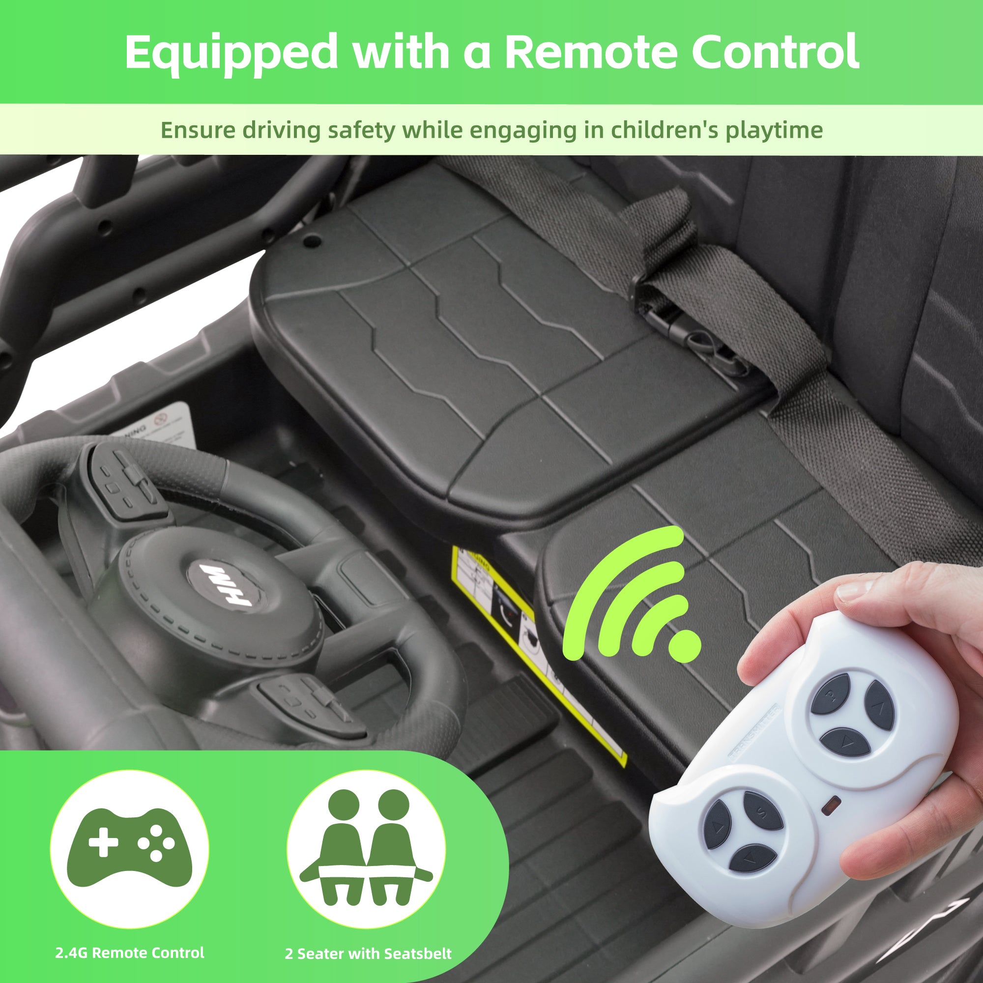 24V UTV 2 Seater Dump Truck with Remote Control, Electric Dump Bed, 4WD Power Ride on Truck Cars 6x6 Wheels, Music, Storage Trunk, Shovel for Kids