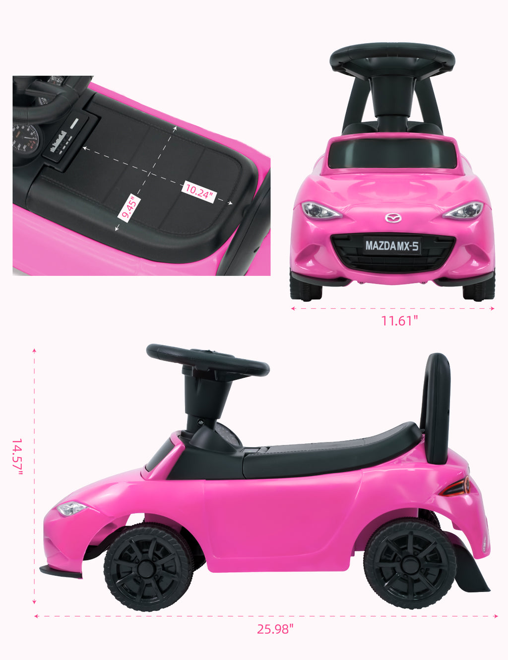 Kids Push Car with Music, Ride-On Toy with Anti-Slip Wheels, Bumper Guards and Horn Button for Fun & Safety