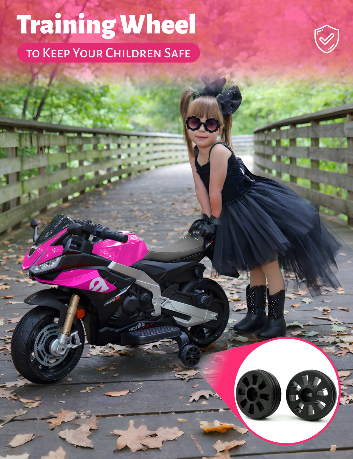 Kids Ride on Motorcycle, Electric Kids Moped, Battery Powered Motorcycle for 3-5 Years Old