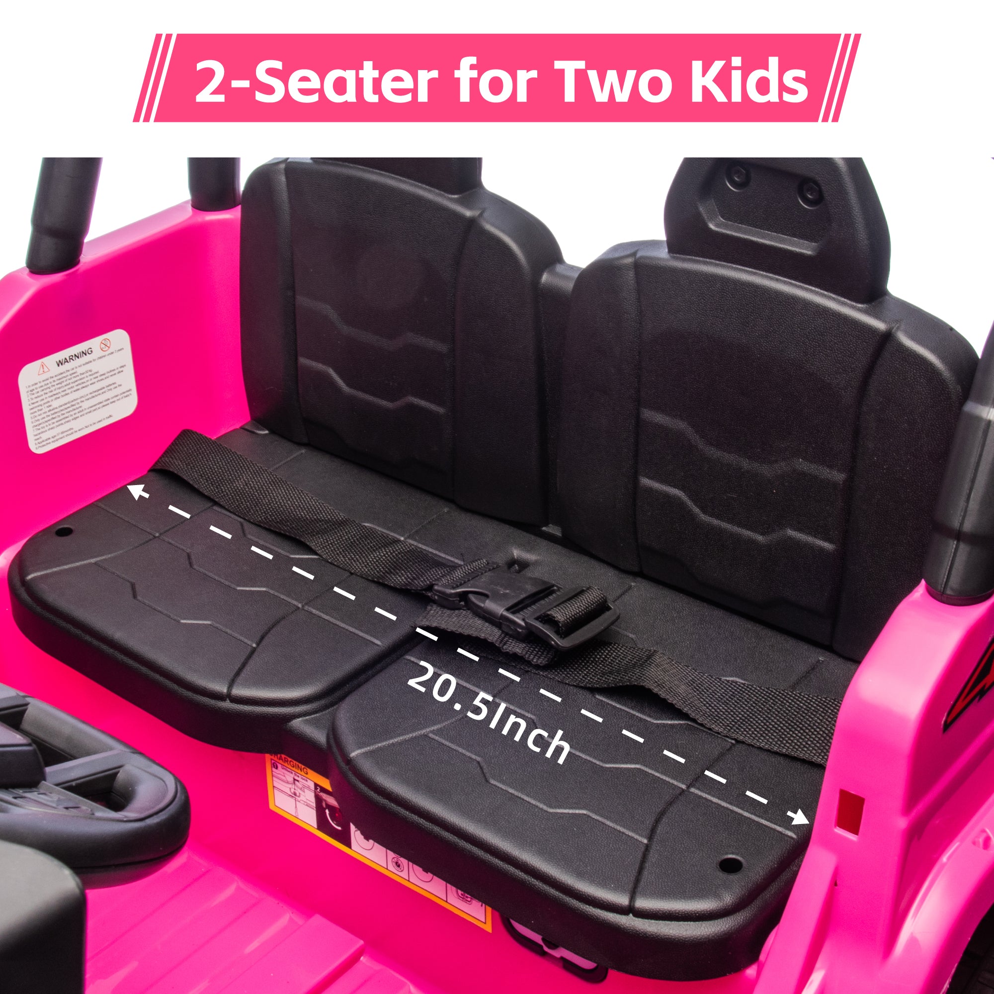 Two-Seater Electric Car for Kids, Ride on Car with Remote Control, with 3 Speeds Adjustable, LED Headlight, Bluetooth, Music Player, Ride on Toys