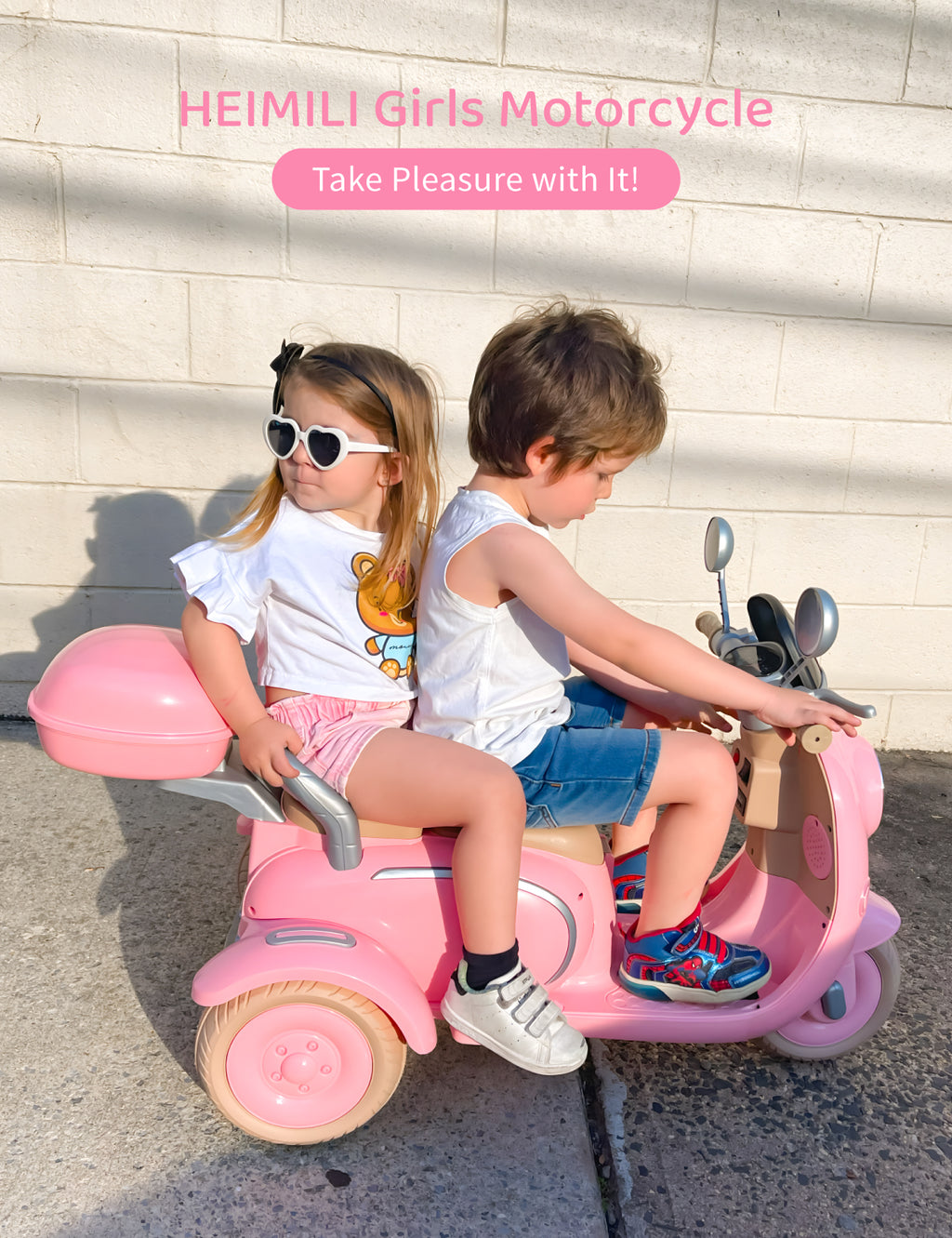 12V Kids Electric Motorcycle,Electric Scooter for 3 Year Old, Girls Toy, 3-Wheel Ride On Toy for Kids with Storage Compartments, Motorcycle for Girls