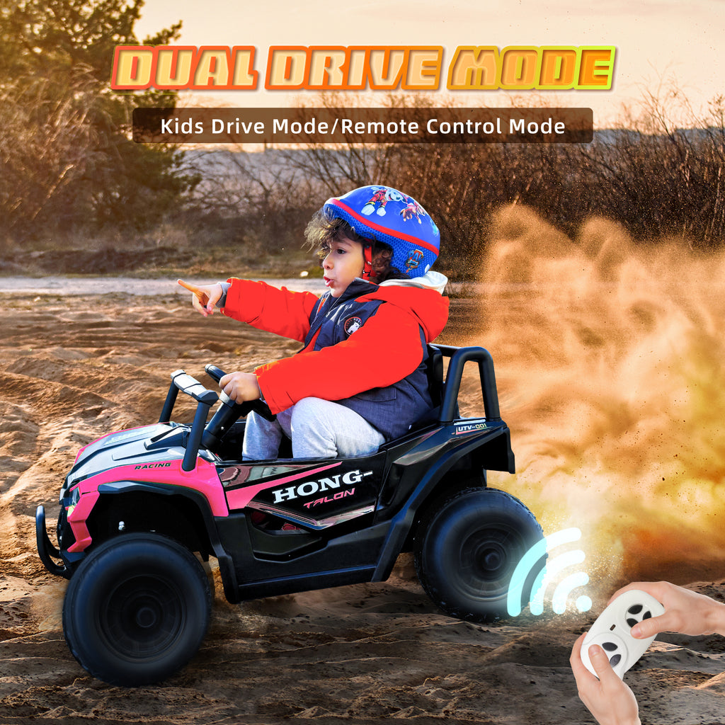 12V Ride on Cars, Kids Cars, Electric Car for Kids with Adjustable Speeds, Double Open Doors, Horn, Music, Bluetooth and Lights for Aged 3-6 Years