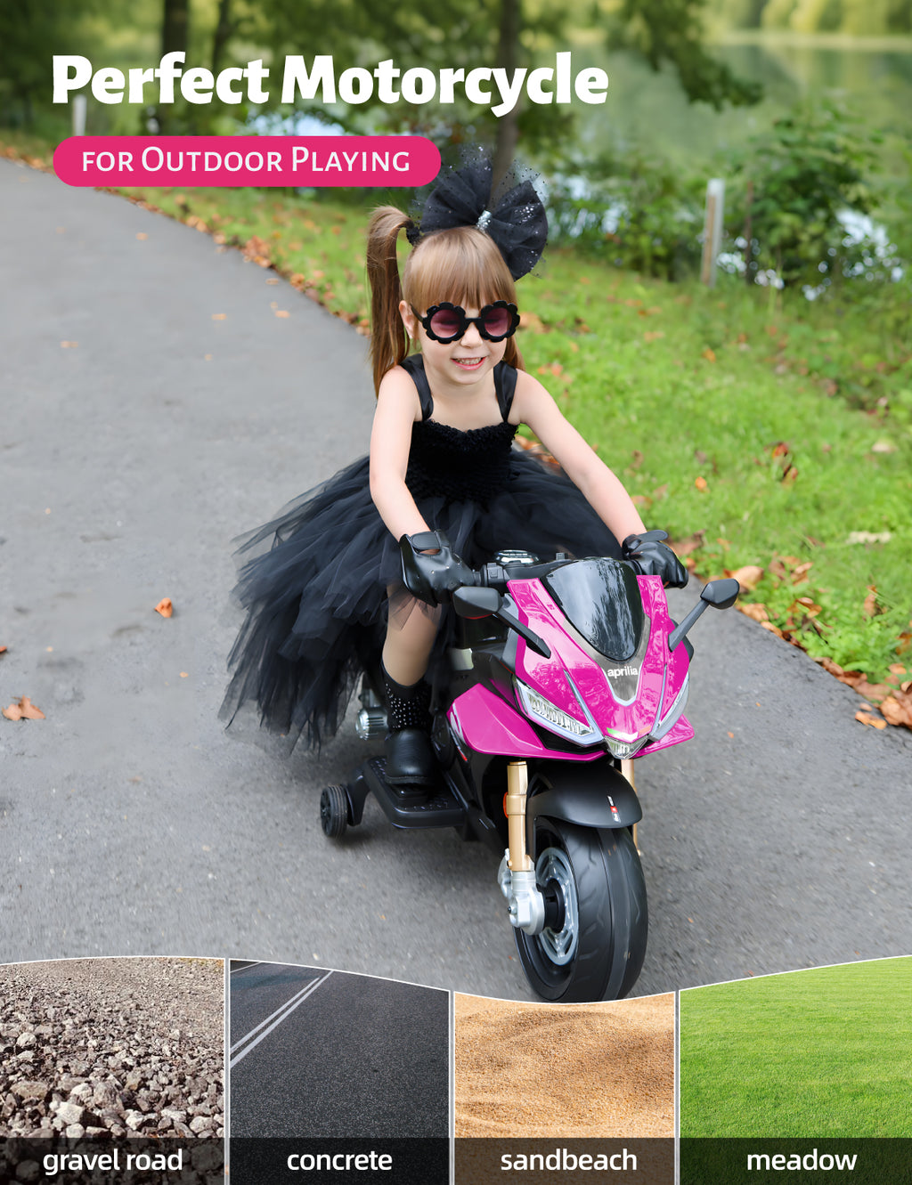 Kids Ride on Motorcycle, Electric Kids Moped, Battery Powered Motorcycle for 3-5 Years Old