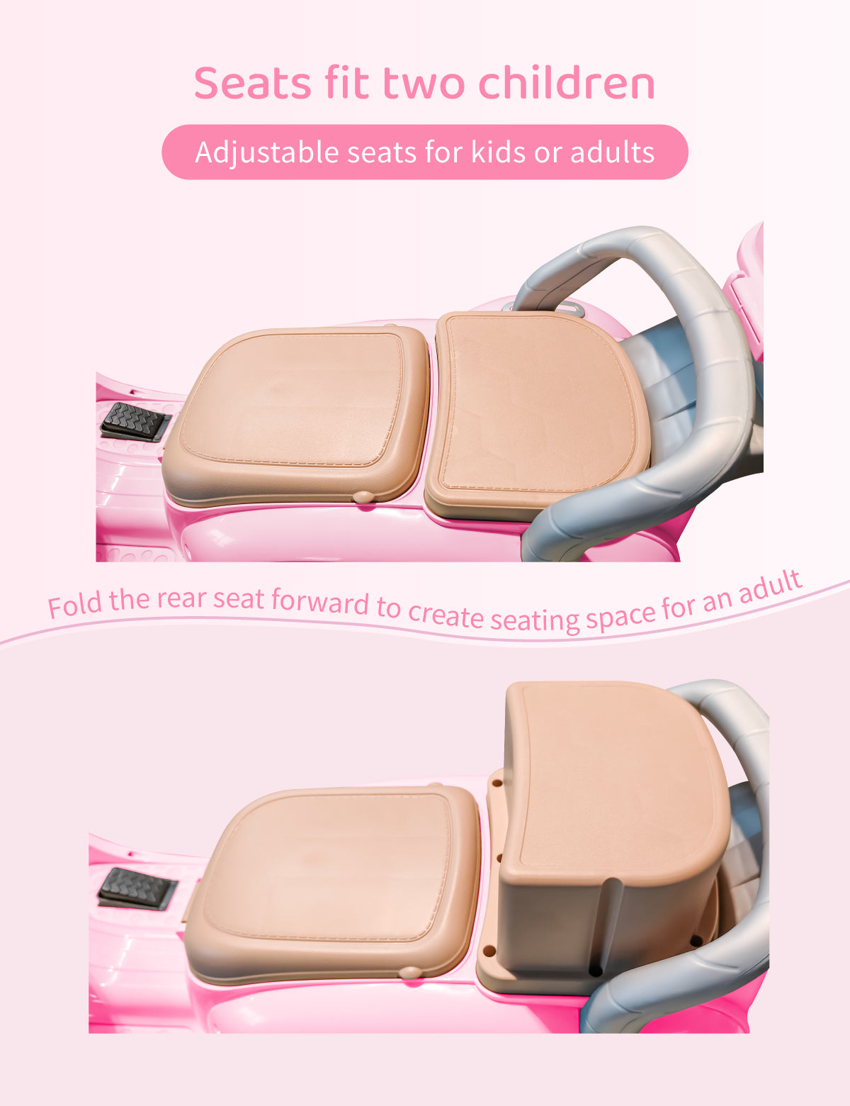 12V Kids Electric Motorcycle,Electric Scooter for 3 Year Old, Girls Toy, 3-Wheel Ride On Toy for Kids with Storage Compartments, Motorcycle for Girls