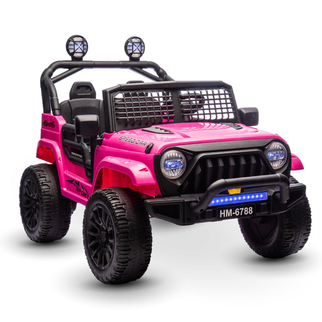 Two-Seater Electric Car for Kids, Ride on Car with Remote Control, with 3 Speeds Adjustable, LED Headlight, Bluetooth, Music Player, Ride on Toys